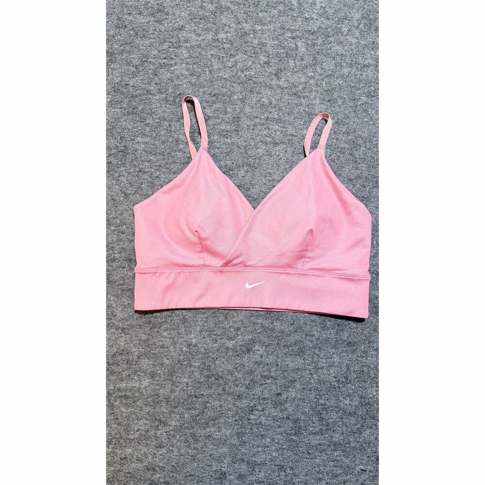 Nike Dri-FIT Sports Bra Womens Size L Pink V-Neck Light Support Activewear